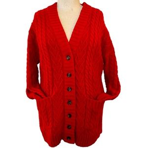 Torrid Red Hearts Cable Knit Cardigan Sweater - Size 2